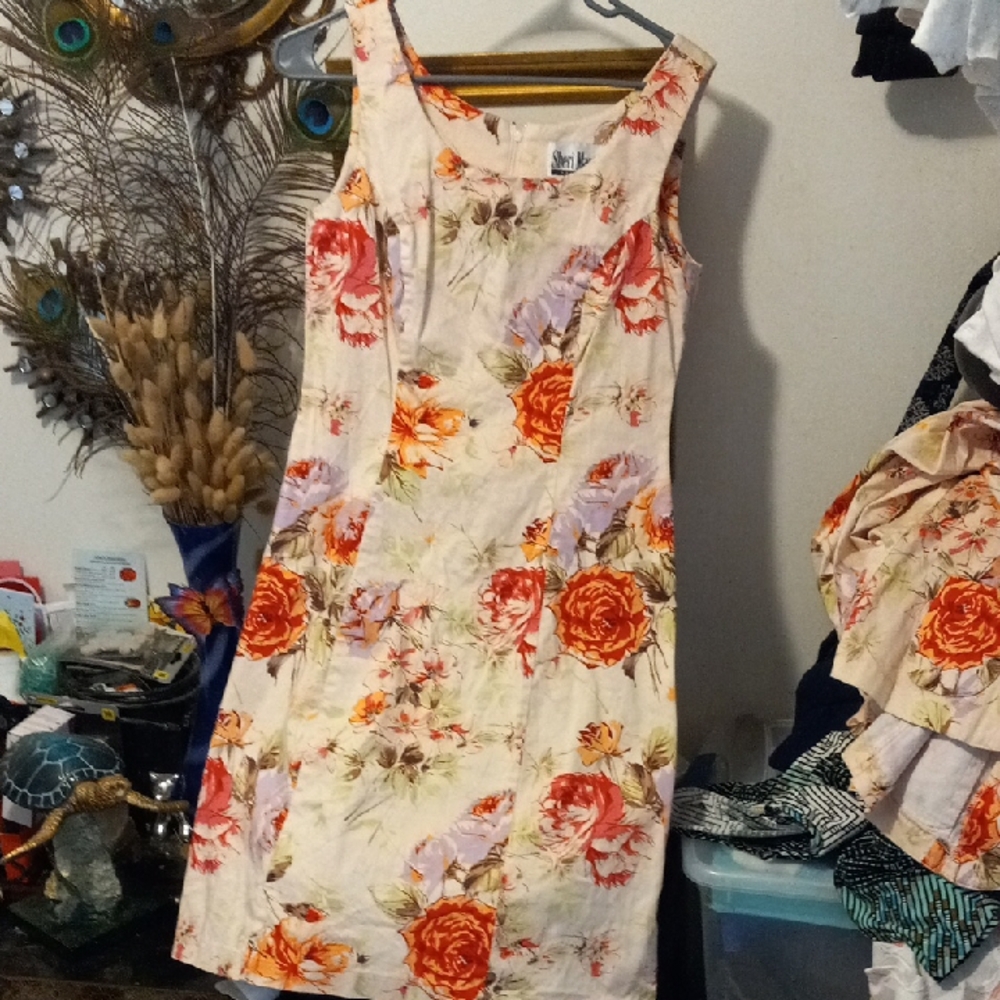 Sheri Martin Cream Floral Two-Piece with Orange Rose Accents - Picture 6 of 8